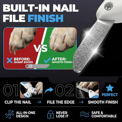 Dog Nail Clippers with Light, Cat Nail Clipper with Safety Guard Reveals Quick, Stainless Steel Blades Nail Clippers for Daily Pet Grooming Tool, Pet Nail Trimmer Ideal for Small, Medium & Large Pets - color: Blue