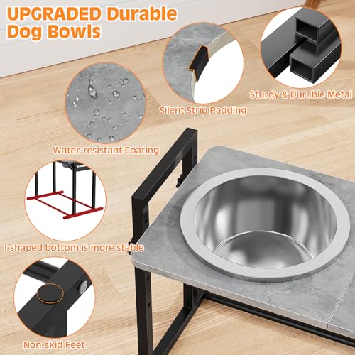 Elevated Dog Bowls for Extra Large Dogs, 4 Height Adjustable Tilted Raised Dog Bowl Stand with 2 Stainless Steel 150 oz Bowls, 16.1" Tall Dogs Bowl Stand Feeder for Giant Breed - color: X-Large Dogs