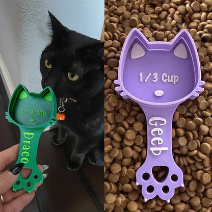 ubjva Personalized Cat Food Scoop Custom Cat Food Measuring Cup with Name Pet Accessories Gifts for Pet Lover - color: Cat Paws