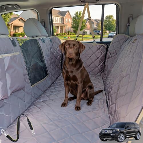 56" Wx60 L Dog Car Seat Cover for SUV & Truck, Heavy Duty 900D Waterproof Pet Hammock with Mesh Window, Odorless Scratchproof Backseat Protector for Large Dogs, Fit Model Y, F-150, RAV4 - Grey - color: GRAY, size: Standard
