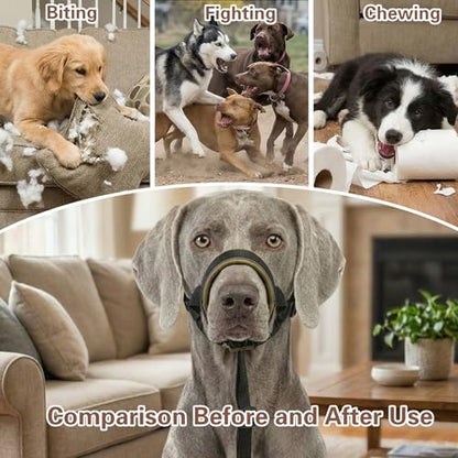 Dog Muzzle,Adjustable Loop Pets Muzzle Soft Leather Protect Skin Puppy Muzzles Prevent Biting Chewing Barking Allow Panting Drinking,Not Include Dog Collar (Khaki, Medium) - color: Khaki, size: Medium