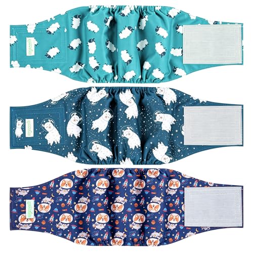 Wegreeco Washable Male Dog Diapers (Pack of 3) - Washable Male Dog Belly Wrap (Alpacas, X-Small) - color: Alpacas, size: X-Small (Pack of 3)