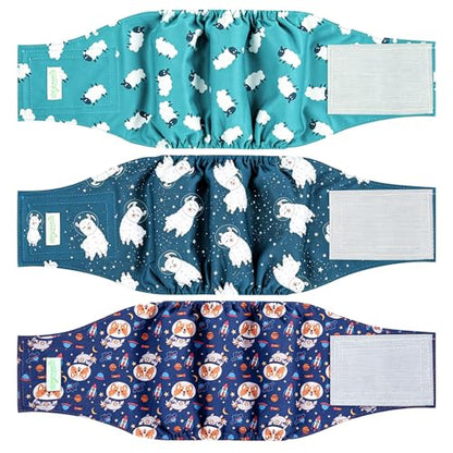 Wegreeco Washable Male Dog Diapers (Pack of 3) - Washable Male Dog Belly Wrap (Alpacas, X-Small) - color: Alpacas, size: X-Small (Pack of 3)