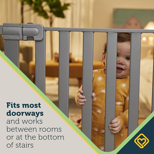 Safety 1st Walk Through Baby Gate with Door, Adjustable Pressure Mount Lift, Dog Gates, Fits 29"-38" Wide, 1-Pack, Silver - color: Silver, size: 1-Pack