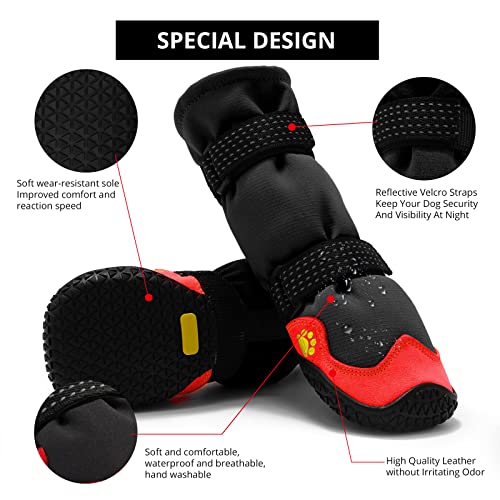 Dog Shoes for Hot Pavement Anti-Slip Dog Boots & Paw Protectors for Summer Rainy Day Dog Snow Boots Waterproof Dog Shoes for Small Medium Large Dogs with Reflective Straps for Hiking 4Pcs - size: Size 8: 2.95''x2.75''(L*W)