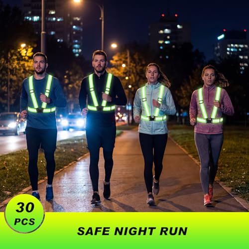 Hercicy 30 Pcs Green Reflective Vest High Visibility Safety Vest Adjustable Straps for Job Site Crew Construction Traffic Control Warehouse Use (Green) - color: Green