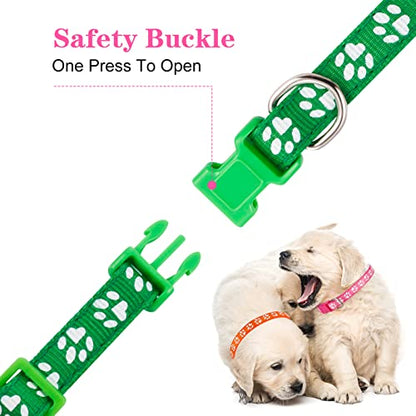 BOUMUSOE 18 Pcs Puppy Collars for Litter Adjustable Puppy Whelping Collars Soft Nylon Puppy ID Collars with Safety Quick Release Buckle for Small Medium Dogs( 19-32cm )