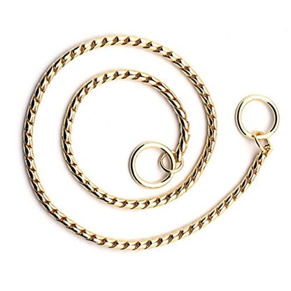 SGODA Gold Dog Chain Collar Choke Pet Training Snake Collar with Heavy Links, 16 in, 3 mm - color: Gold