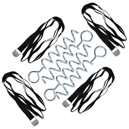 PRETYZOOM Portable Dog Stake Spiral Ground Anchor Heavy-Duty Steel Tent Stake with 2. Strap for Outdoor Camping and Pet Tie-Out