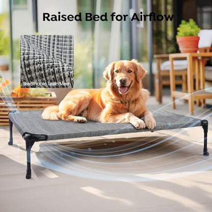 Veehoo 2-Pack Raised Dog Beds - Cooling Portable Pet Cot with No-Slip Feet, Breathable Mesh, Size 42" x 30", Black Silver, CWC1803-L - color: 2Packs- Black Silver, size: 42.0"L x 30.0"W x 7.0"Th