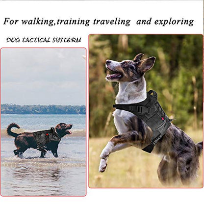 Tactical Service Dog Vest Harness for Medium Large Dog, Military K9 Training Dog Vest with Molle System Adjustable Tactical German Shepherd Harnesses with Handle - color: Black, size: Large (Pack of 1)