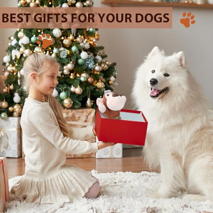 Letsmeet Squeaky Dog Toy with Crinkle Paper, Pull Interactive Plush Chew Toy for Puppies, Small, Medium, Large Dogs - Great for Tug of War and Teeth Cleaning - color: brown3