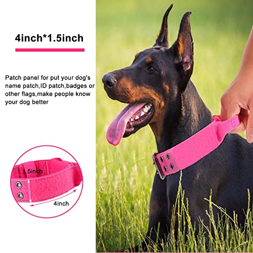 Reflective Dog Collar Heavy Duty Tactical with Control Handle and Metal Buckle for Dog Training(XL,Pink) - color: Pink, size: X-Large (Pack of 1)