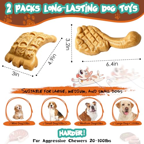 Dog Chew Toys for Aggressive Chewers， Indestructible Dog Toy for Large Dogs | Aggressive Chewers, Indestructible, Large Breed Dogs, Tough Nylon Teething Toy - color: Yellow