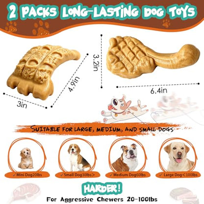 Dog Chew Toys for Aggressive Chewers， Indestructible Dog Toy for Large Dogs | Aggressive Chewers, Indestructible, Large Breed Dogs, Tough Nylon Teething Toy - color: Yellow