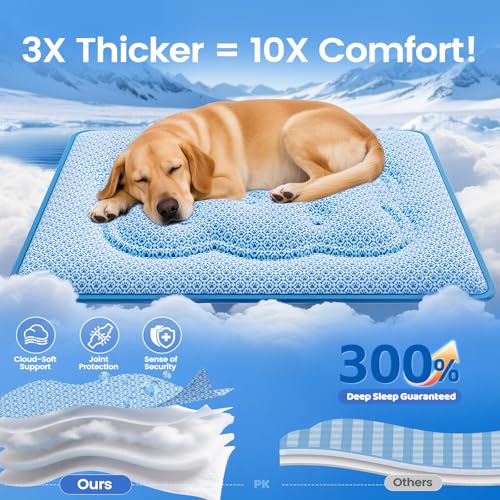 Dog Cooling Mat, Thick Cooling Mat for Extra Large Dogs with PCM & Thermochromic Tech, Dual-Sided Durable Waterproof Cool Dog Bed Mat, Q-Max>0.5, Machine Washable, Non-Toxic - XL(31" x 43") - size: X-Large