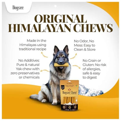 Dogsee Himalayan Yak Cheese Chews – Medium Size (18 Pack) | Rawhide-Free & Long-Lasting Treats for Dogs | Helps Fight Plaque & Tartar | Natural Dental Chews for Teeth Cleaning - size: Medium (Pack of 18)