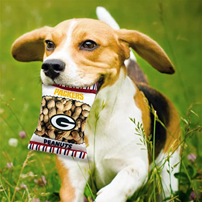 NFL Green Bay Packers Crinkle FINE Plush Dog & CAT Squeak Toy - Cutest Stadium Peanuts Snack Plush Toy for Dogs & Cats with Inner Squeaker & Beautiful Baseball Team Name/Logo - color: Green Bay Packers, style: STADIUM PEANUTS SNACK