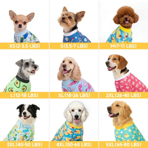 XPUDAC 4 Pack Dog Pajamas Soft Strechy Summer Doggie Clothes for Medium Large Dogs Boy Girl Dog Onesie Cat Apparel, 3XL - size: 3X-Large(Chest-26" Back-19.7" Neck-17.3")
