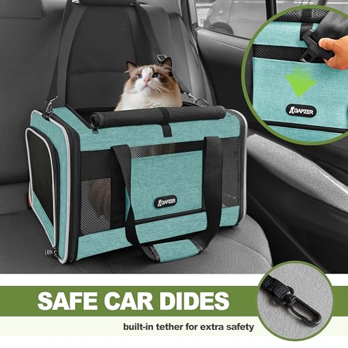 GAPZER Cat Carrier 18"x11"x11" TSA Approved Ventilated Top Open Softsided Pet Air Travel Bag, Small Animal Basic Crate Shih Tzu Dog Kennel Carry Case, 4-Mesh-Side Kitty Carry on up to 20lbs Teal - color: Turquoise