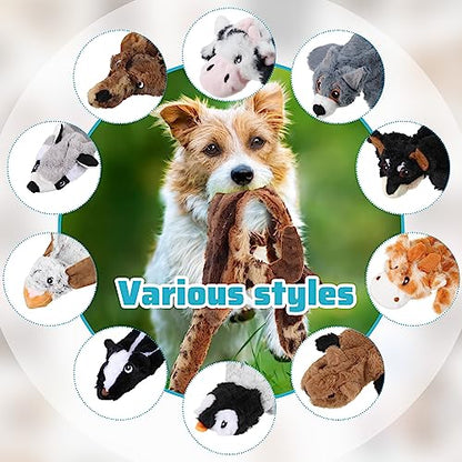 Sratte 10 Pcs Soft Dog Squeaky Toys No Stuffing Crinkle Dog Toy for Aggressive Chewers Durable Plush Teething Puppy Squeak Animals Chew for Small Medium Large Pets, 10 Styles (Classic Style) - style: Classic Style