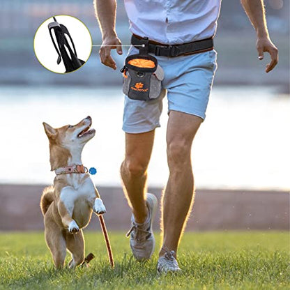 AMZNOVA Dog Treat Bag Treatnow Dog Treat Pouch, Training Pouch with Waist Belt & Clicker for Training & Walking, Waist Clip On Snack Fanny Pack for Pet, 3Cups, Heather Black - color: Heather Black