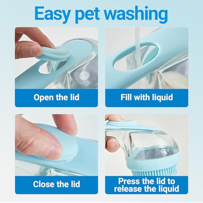 Pet Bath Brush, 2Pcs Dog Bath Brush 2 in 1 Dog Shampoo Brush with Built-in Soap Dispenser for Showering Long Short Haired Dogs Cats