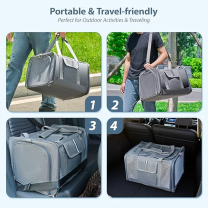 Lawfery Cat Carrier for 2 Cats – Large Expandable Soft-Sided Pet Travel Carrier, Dual Compartments, Privacy Protection, Dog Carrier for Small/Medium Dogs, Home & Outdoor Use