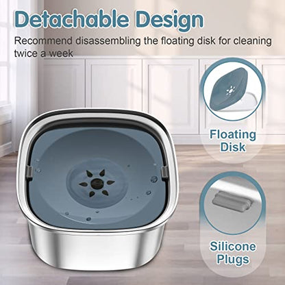 UPSKY 3L Dog Water Bowl 101oz Stainless Steel No Spill Large Capacity Dog Food Water Bowl Slow Water Feeder, Spill Proof Pet Water Dispenser Vehicle Carried Travel Water Bowls - color: B-Blue