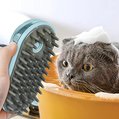 Dog Bath Brush Pet Grooming Soothe Massage With Shampoo Dispenser Soft Silicone Bristle For Short Haired Cat Shower(Blue) - color: Blue