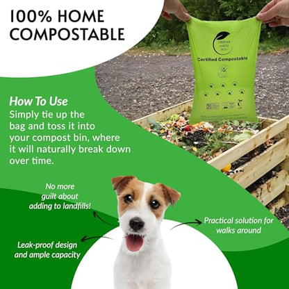 100% Certified Compostable Dog Poop Bags, Plant Based. Biodegradable Waste Bags, Unscented Extra Strong.150 count.10 rolls. 13x9". Home compostable, Leak Proof. ASTM D6400 & EN 13432 Compliant.
