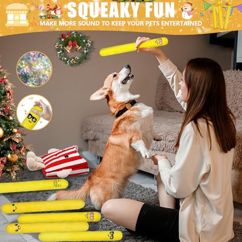YZHDUXIU Dog Squeak Toys, 5 Pack Christmas French Fry PlushToys Interactive Cute Dog Toys for Small Dogs Holiday Dog - color: Red French Fry