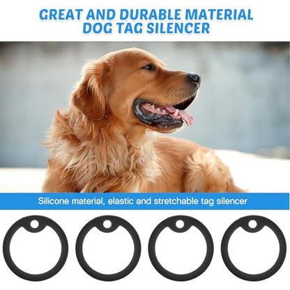 jojofuny 6Pcs Black Silicone Dog Tag Sleeves Noise Reduction Covers Pet Id Tag Silencers Replacement Circles for Dog Collars Sturdy Pet Collar Accessories