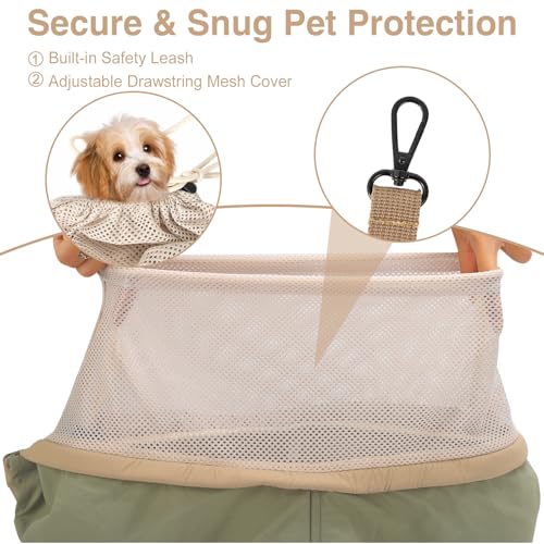 Dog Sling Carrier, Small Dog Carrier Sling for Cats & Puppies 20 lbs, Dog Carry Bag with Pockets, Light Water-Resistant Nylon, Pet Sling Carrier for Senior Pet Walks, Travel, Crowds, Home(Olive Green) - color: Olive Green