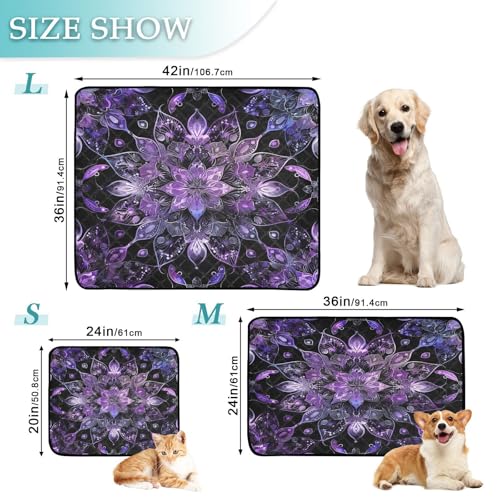 Qilmy Mandala Pet Mat, Waterproof Reusable Dog Training Pad Anti-Slip Pet Creat Pad for Small Medium Large Dogs and Cats - size: Medium+Large