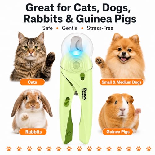Cat Nail Clipper & Small Dog Nail Clippers with LED Light - Illuminates Nails & Bloodline for Safe, Easy Trimming - Extra Sharp, Avoid Over-Cutting - Essential Cat Supplies, Green - color: Green