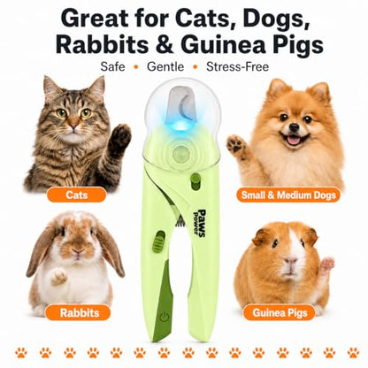 Cat Nail Clipper & Small Dog Nail Clippers with LED Light - Illuminates Nails & Bloodline for Safe, Easy Trimming - Extra Sharp, Avoid Over-Cutting - Essential Cat Supplies, Green - color: Green