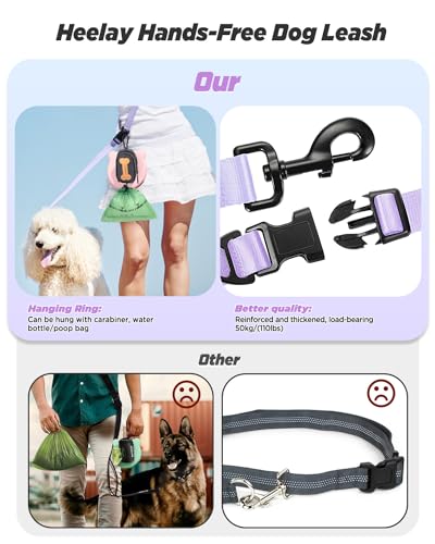 Hands Free Dog Leash, 8.2ft Multifunctional Crossbody Rope with Explosion-Proof Handle and Adjustable Training Hands Free Leash for Dogs Walking(Purple) - color: Purple