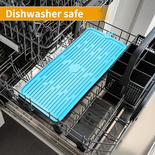 Ptlom Pet Placemat for Dog and Cat, Anti-Slip Waterproof Dogs Feeding Mat Prevent Food and Water Overflow, Bowl Mats Suitable for Medium and Small Pets, Blue, Silicone - color: Blue