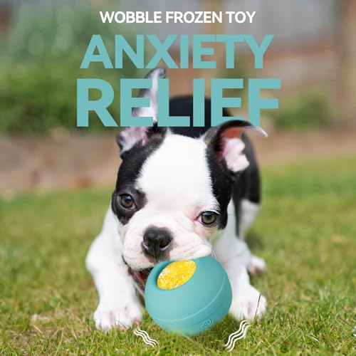 Long-Lasting Interactive Dog Lick Toy, Stuffable Dog Enrichment to Keep Dogs Busy, Wobbly Treat Dispensing Freezable Chew Toys, Food-Grade Safe (Teal Blue,L) - color: Teal Blue, size: L