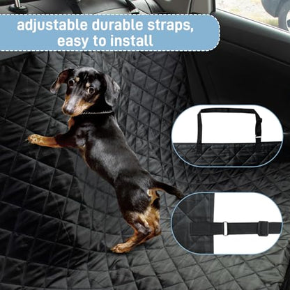 Extra Large Dog Car Seat Cover for Back Seat, Universal Fit Bench Car Seat Cover, Waterproof Dog Hammock for Car with Adjustable Straps, Durable Seat Protector for Cars, Trucks & SUVs, Black - size: 60''x64''