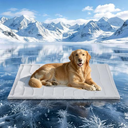 Cooling Mat for Large Dogs, Thick & Reversible Dog Cooling Pad | Breathable Cool Fabric, Durable & Washable Pet Cooling Mat for Crate, Kennel, Floor, Car Seat, Indoor & Outdoor Use in Summer - size: X-Large(48" x 28")