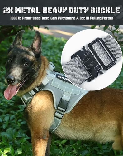 Tactical Dog Harness for Large Dogs Heavy Duty with Handle No-Pull Service Vest Breed Adjustable Military Walking Training Hunting Grey L - color: Grey, size: L
