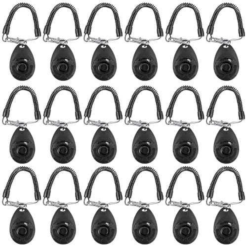 Frienda 18 Pieces Dog Training Clicker, Pet Behavioral Training Clickers with Wrist Strap for Dogs Cats Puppy Birds Horses(Black) - color: Black