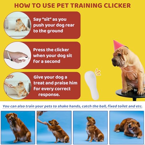 Dog Training Clickers with Wrist Strap, Training Clicker for Pet Like Dog Cat Horse Bird Dolphin Puppy, Big Buttons and Loud Sound (White) - color: White