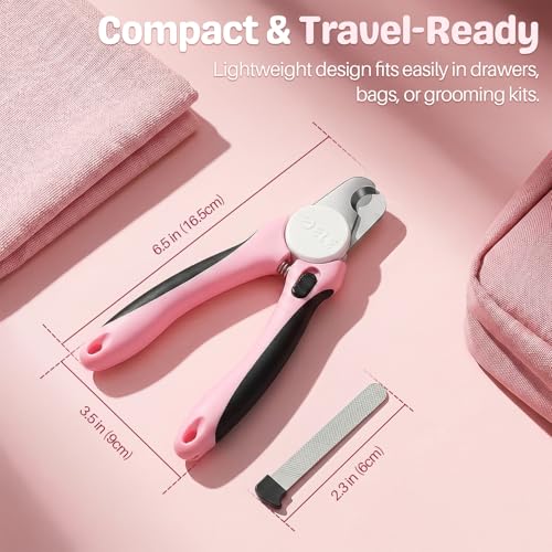 Flexzion Pet Nail Clippers for Dogs & Cats - Stainless Steel Blade Cat Nail Trimmer with Stored Nail File, Safety Guard, Easy Grip Handle - Dog Nail Clippers for Large Dogs, Medium Small Breeds, Pink - color: Pink