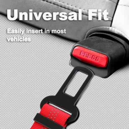 Plutus Pet Dog Seat Belt for Car, Adjustable Dog Car Harness with Carabiner Clip, Reflective Safety Dog Seatbelt Leash with Elastic Bungee, Red - color: Red