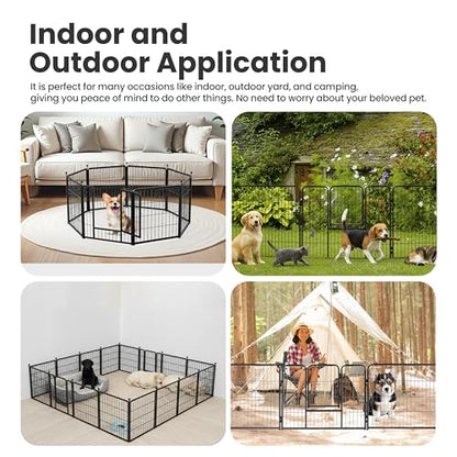 Simple Deluxe Dog Playpen Outdoor Indoor, 24 Inch 8 Panels Dog Fence for Small Dogs Puppy, Perfect Dog Pen for Camping, Yard, RV, Garden Fence, Black - size: 24 Inch 8 Panels