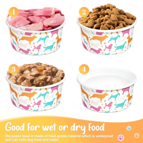 Mifoci 100 Pcs Disposable Dog Bowls 1.5 Cups Pets Disposable Feeding Bowls for Dogs and Cats Pets Paper Travel Cups for Small Medium Dogs Cats Puppy Kitten Dry or Wet Serving Food Water (Classic) - style: Classic