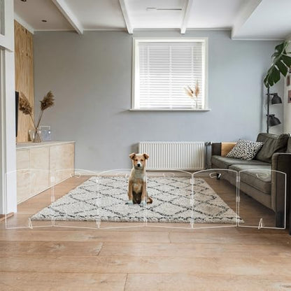 Clear Freestanding Dog Gate for Indoor Use,Pet Gates for Doorways no Drilling,Acrylic Foldable Dog Gate for Stairs with Support Feet (6 Panel - 120''W x 23''H) - size: 6 Panel - 120''W x 23''H